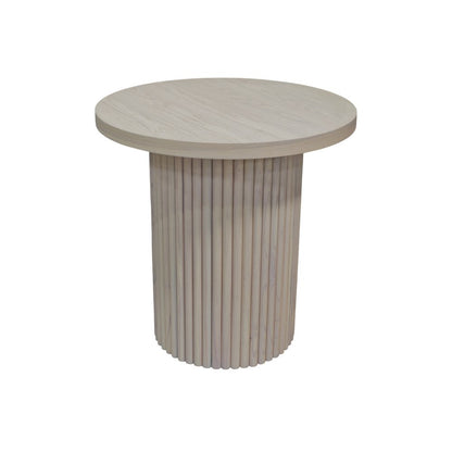 White Wash Round End Table with Modern Design and Sturdy Construction