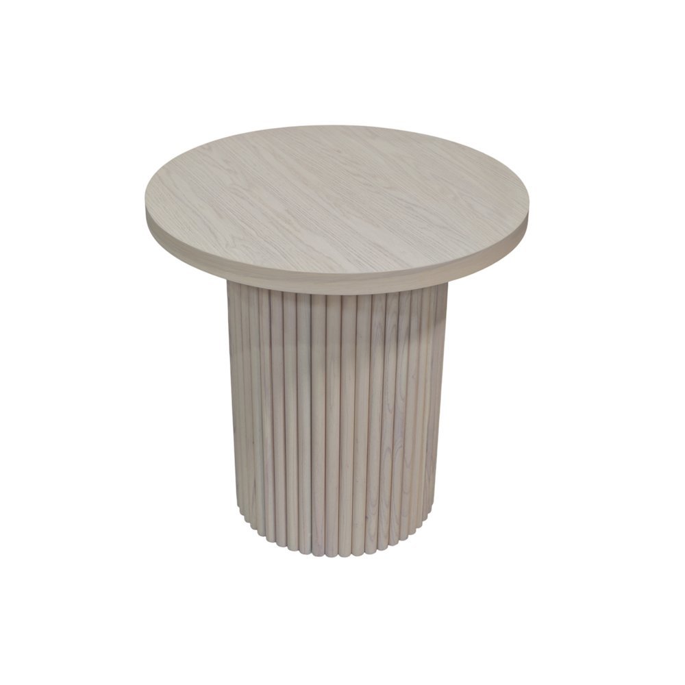 White Wash Round End Table with Modern Design and Sturdy Construction