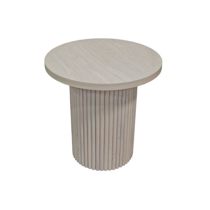 White Wash Round End Table with Modern Design and Sturdy Construction