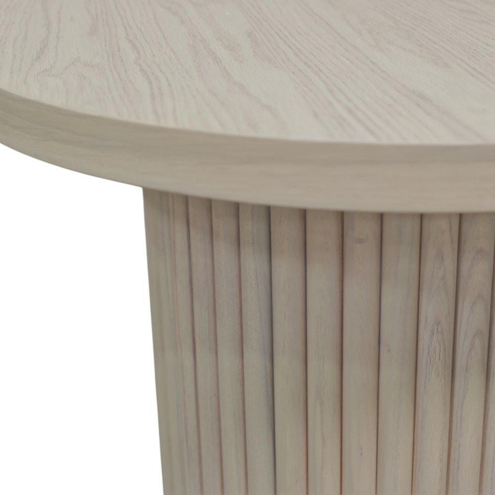 White Wash Round End Table with Modern Design and Sturdy Construction