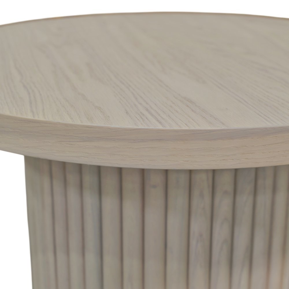 White Wash Round End Table with Modern Design and Sturdy Construction