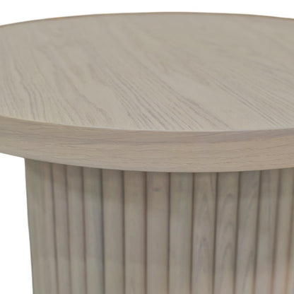 White Wash Round End Table with Modern Design and Sturdy Construction