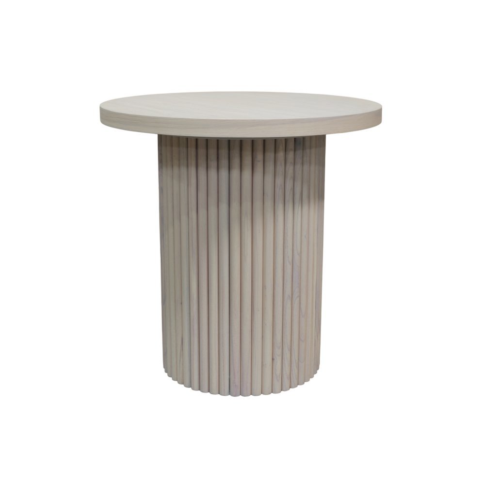 White Wash Round End Table with Modern Design and Sturdy Construction