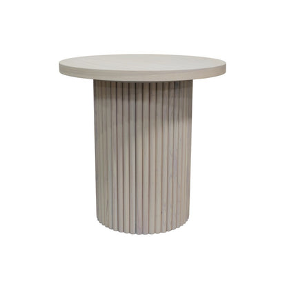 White Wash Round End Table with Modern Design and Sturdy Construction