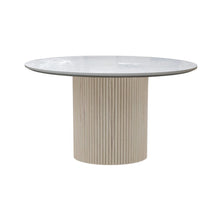 Round Dining Table White Wash Base Quartz Top Modern Design Solid Construction