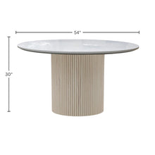 Round Dining Table White Wash Base Quartz Top Modern Design Solid Construction