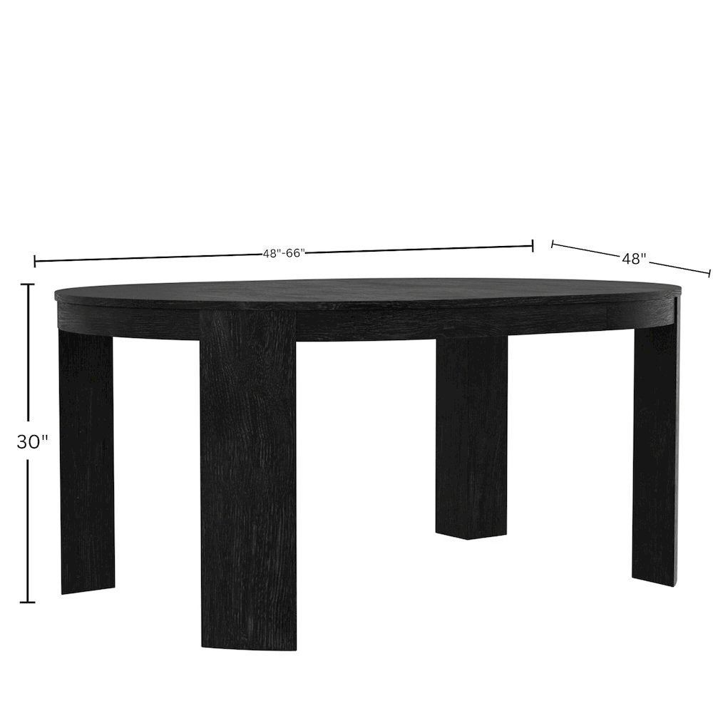 Round Dining Table Black with Adjustable Height and Transitional Design