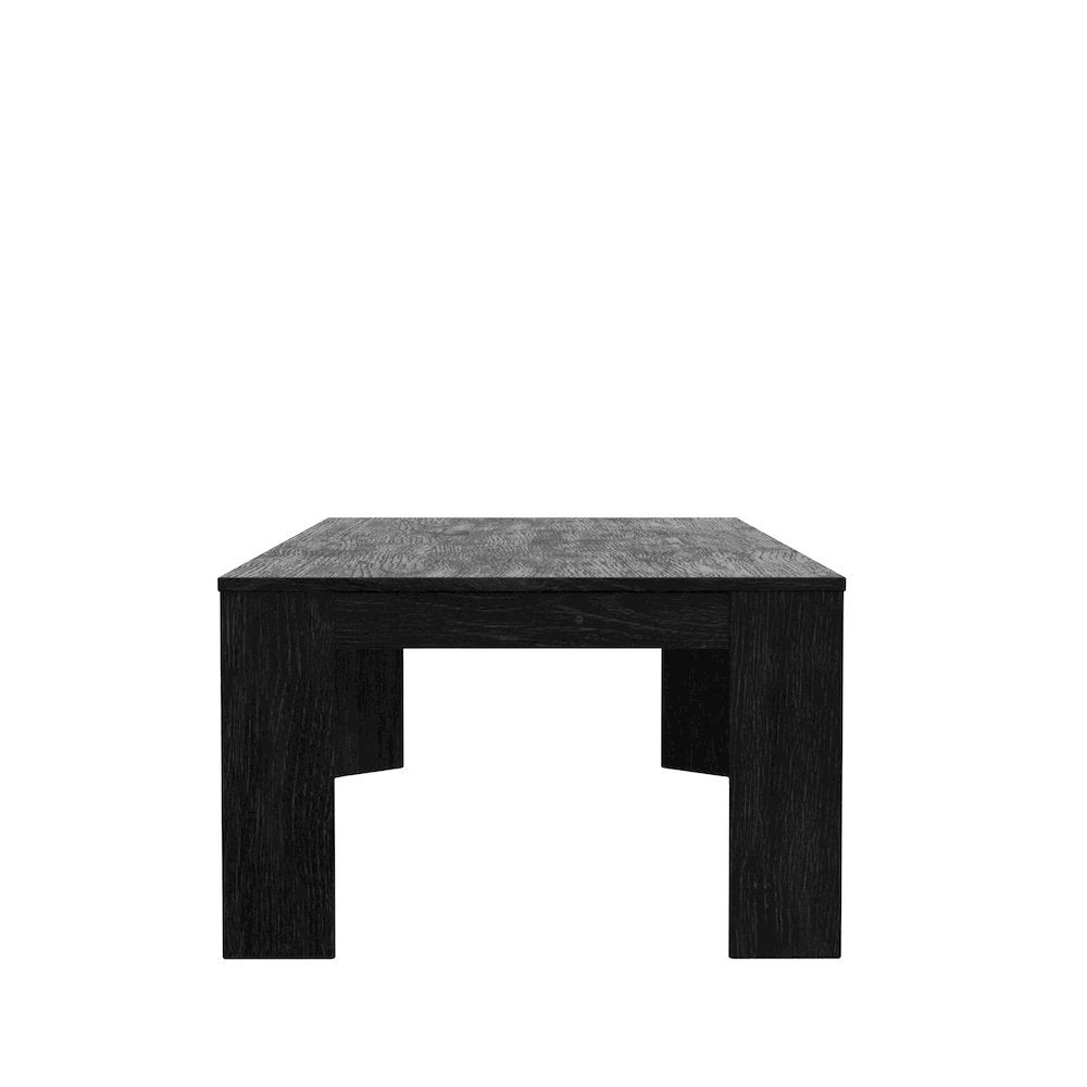 Rectangular Black Coffee Table with Sturdy Legs and Transitional Style