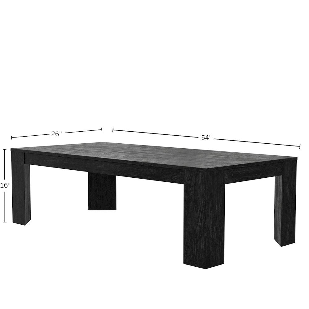 Rectangular Black Coffee Table with Sturdy Legs and Transitional Style
