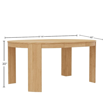 Round Light Wood Extension Dining Table with Adjustable Height and Sturdy Legs