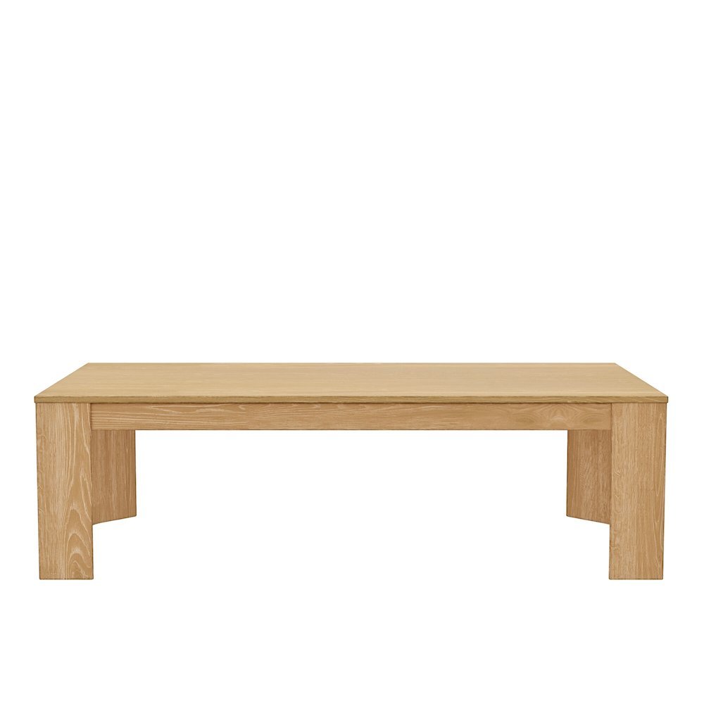 Rectangular Coffee Table with Light Wood Finish, Transitional Design