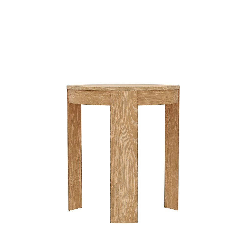 Round End Table, Light Wood Finish, Transitional Style, Single Piece