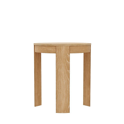 Round End Table, Light Wood Finish, Transitional Style, Single Piece