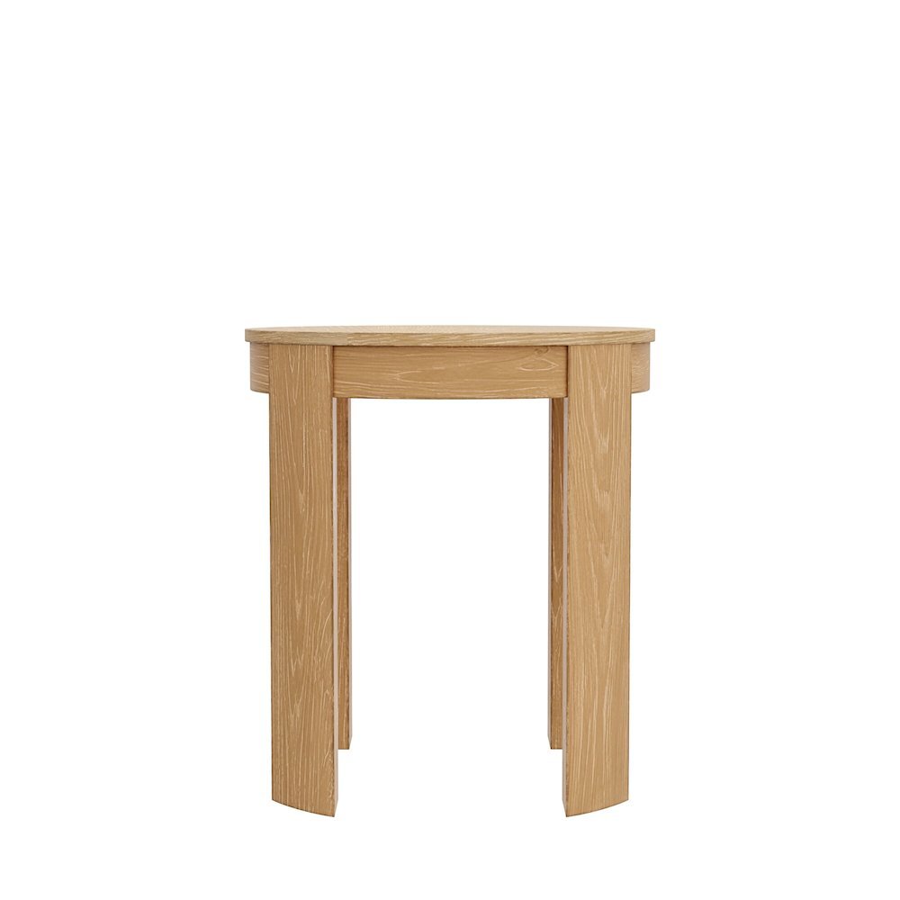 Round End Table, Light Wood Finish, Transitional Style, Single Piece