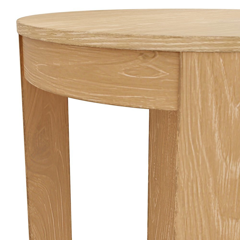 Round End Table, Light Wood Finish, Transitional Style, Single Piece