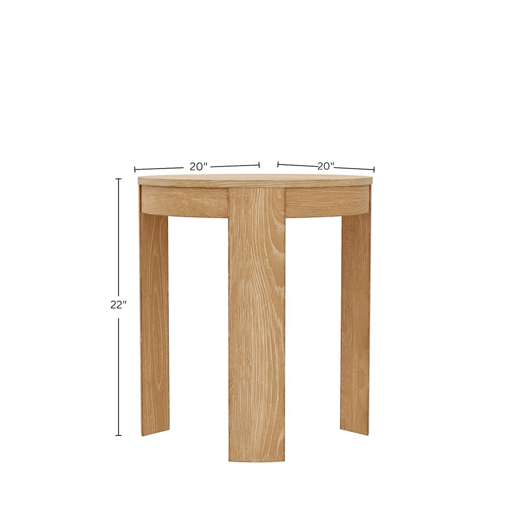 Round End Table, Light Wood Finish, Transitional Style, Single Piece