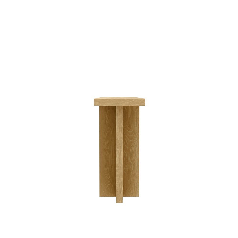 Console Table Warm Wood Finish Modern Rustic Design Single Piece Stand