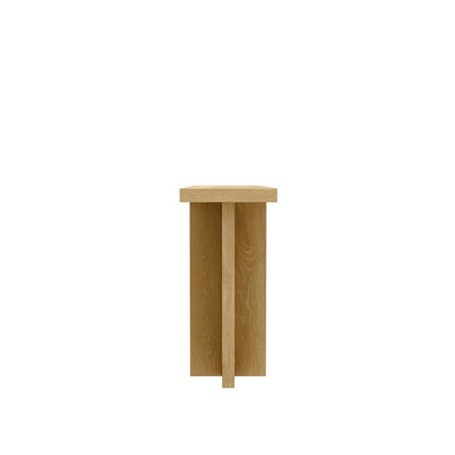 Console Table Warm Wood Finish Modern Rustic Design Single Piece Stand