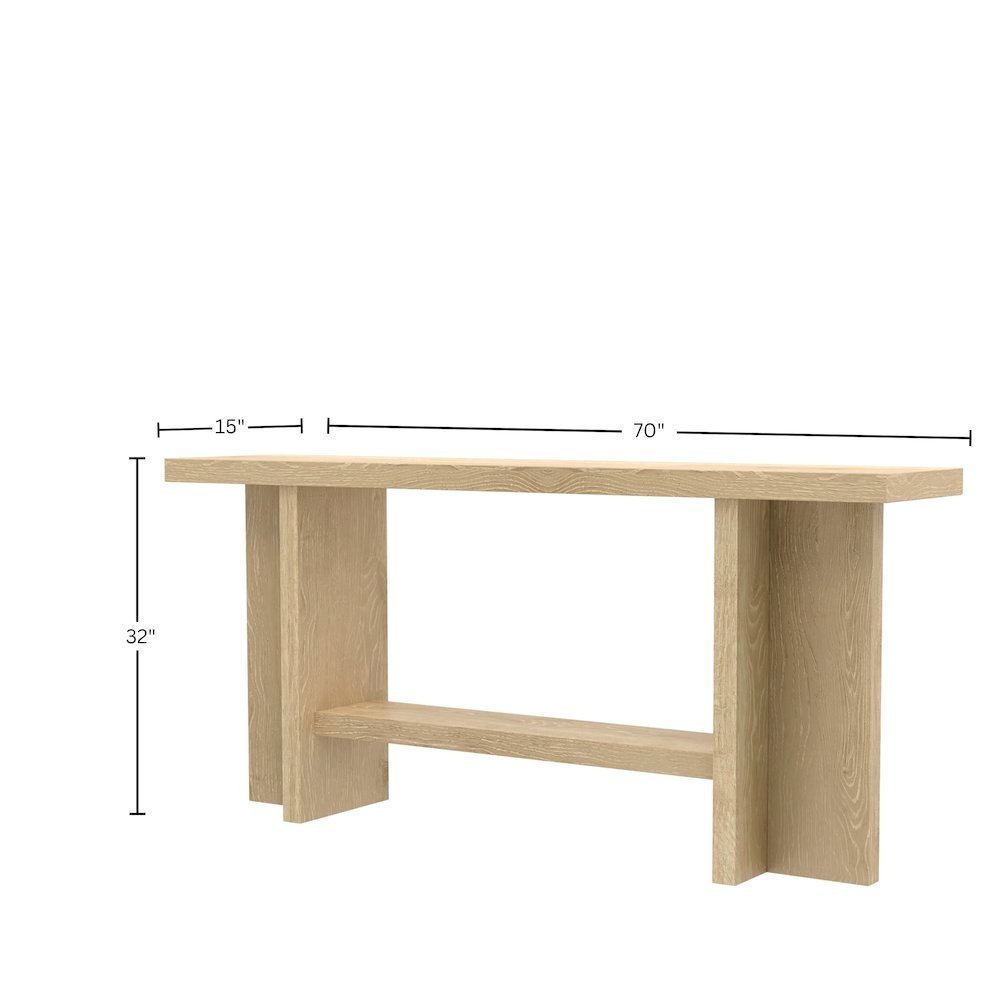 Console Table Warm Wood Finish Modern Rustic Design Single Piece Stand