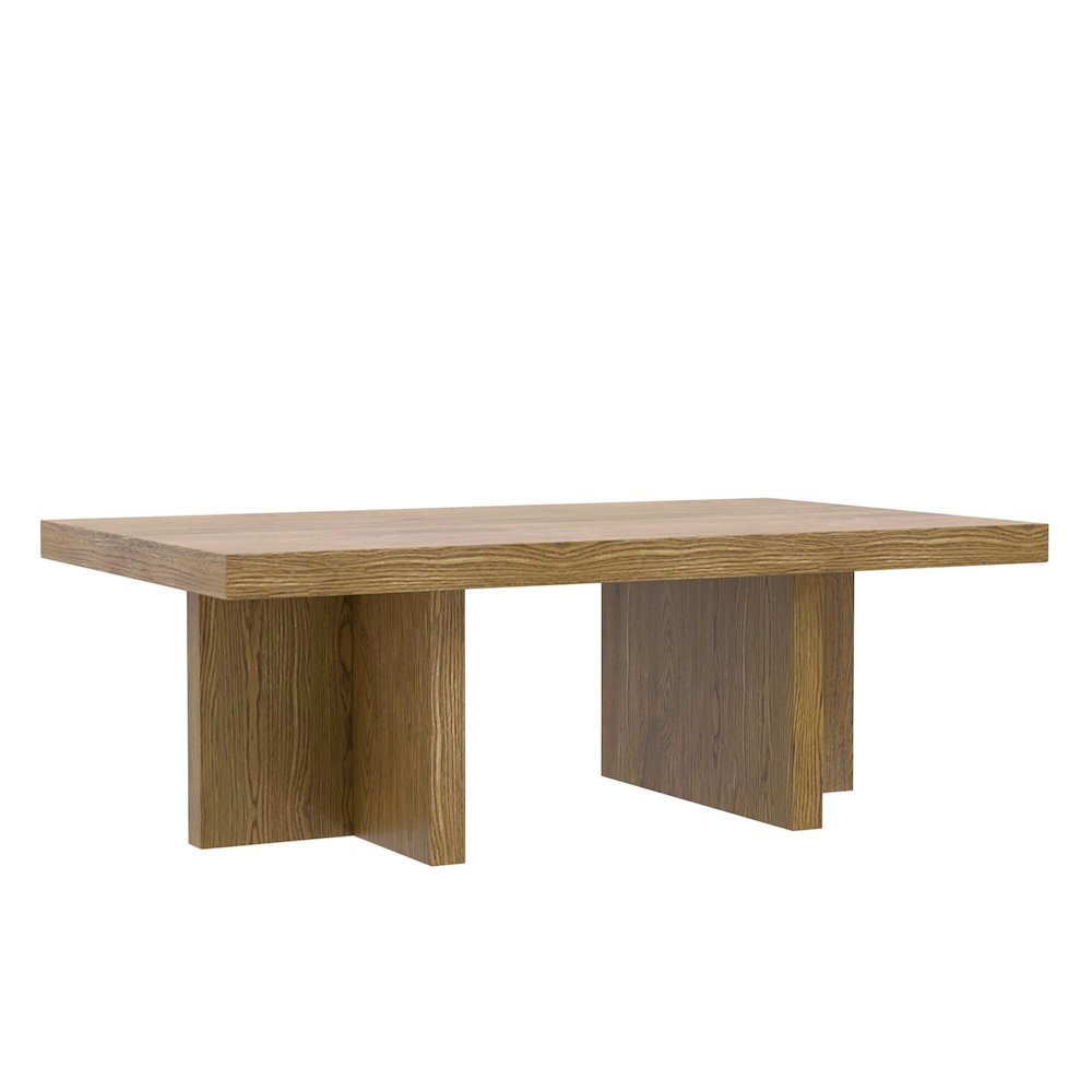 Rectangular Oak Coffee Table with Modern Rustic Design and Solid Build