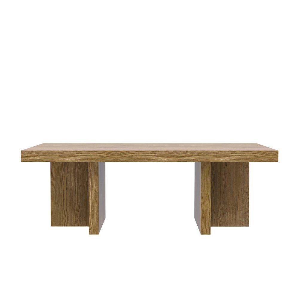 Rectangular Oak Coffee Table with Modern Rustic Design and Solid Build