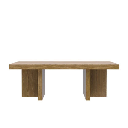 Rectangular Oak Coffee Table with Modern Rustic Design and Solid Build