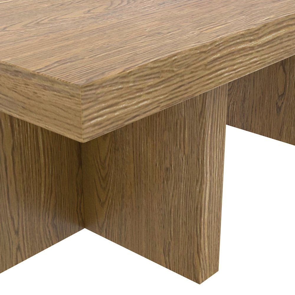 Rectangular Oak Coffee Table with Modern Rustic Design and Solid Build