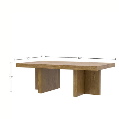 Rectangular Oak Coffee Table with Modern Rustic Design and Solid Build