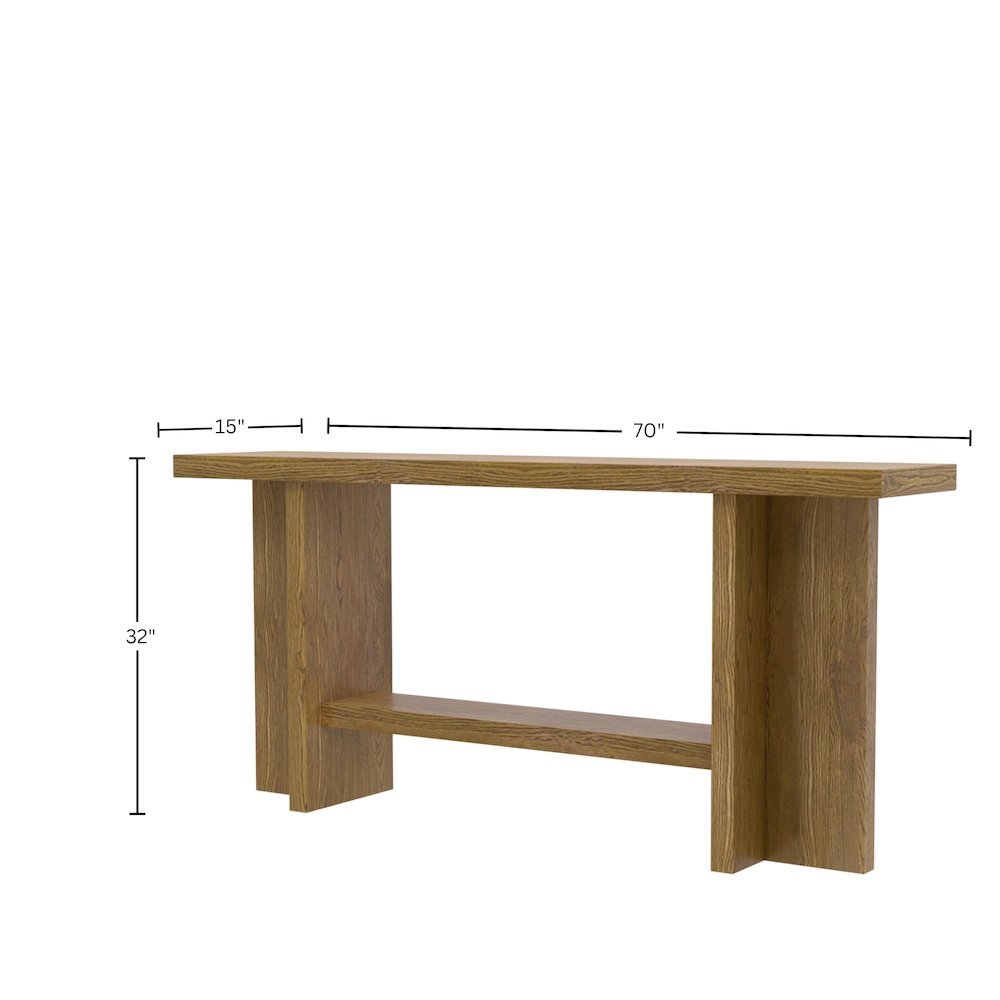 Oak Console Table Modern Rustic Design with Sturdy Construction