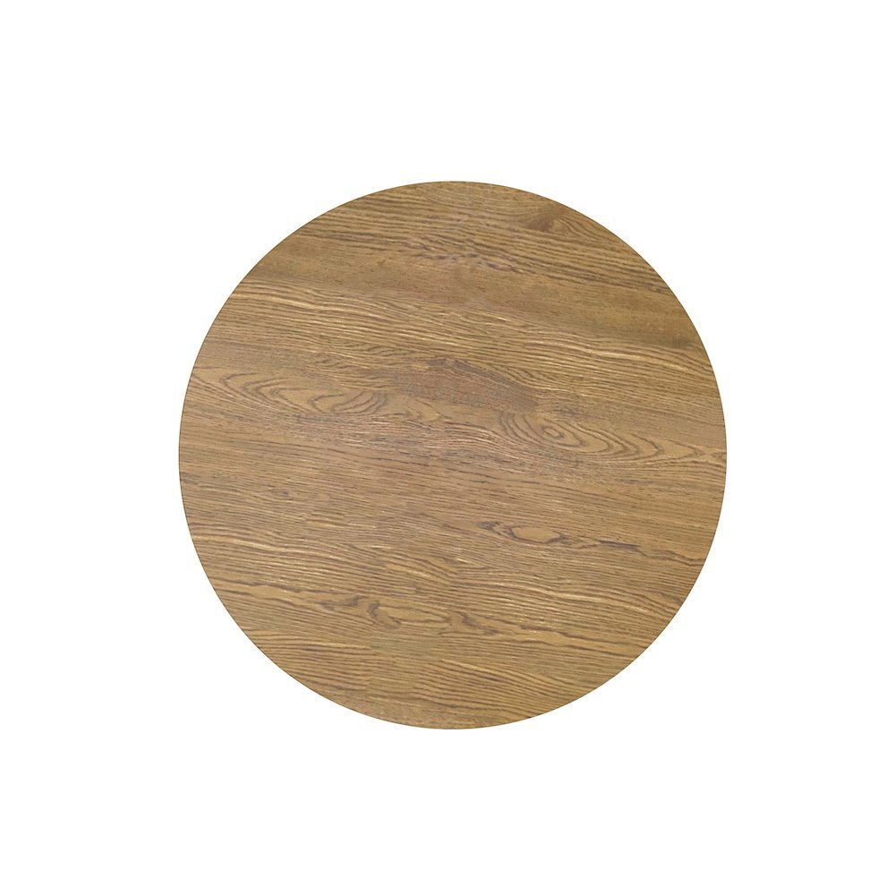 Round Coffee Table Oak Wood Modern Rustic Design Single Piece