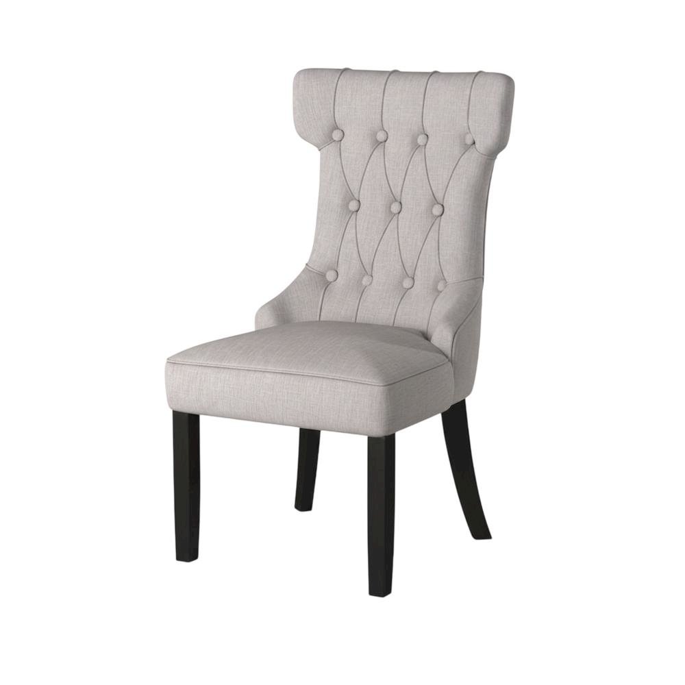 Solid Wood Linen-Upholstered Dining Chairs for Kitchen and Dining Room, Set of 2