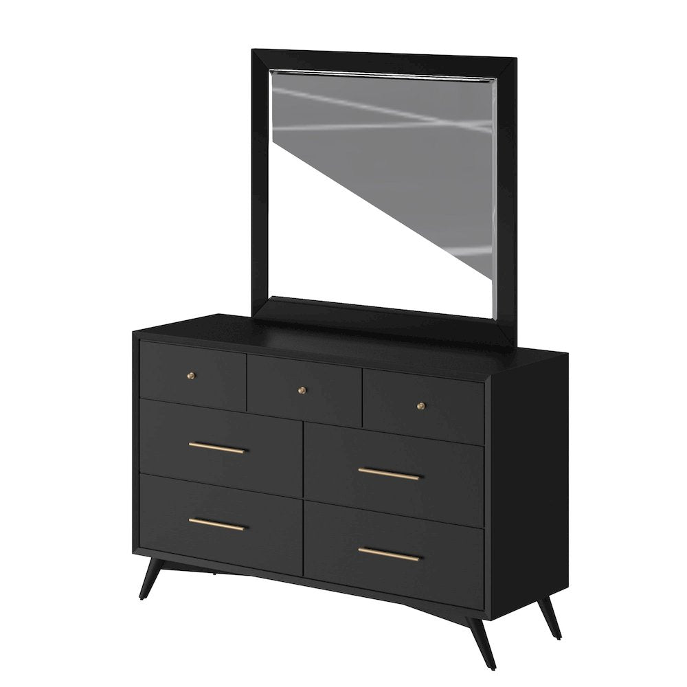 Flynn Mid Century Modern 7 Drawer Dresser, Black