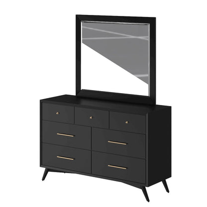 Flynn Mid Century Modern 7 Drawer Dresser, Black