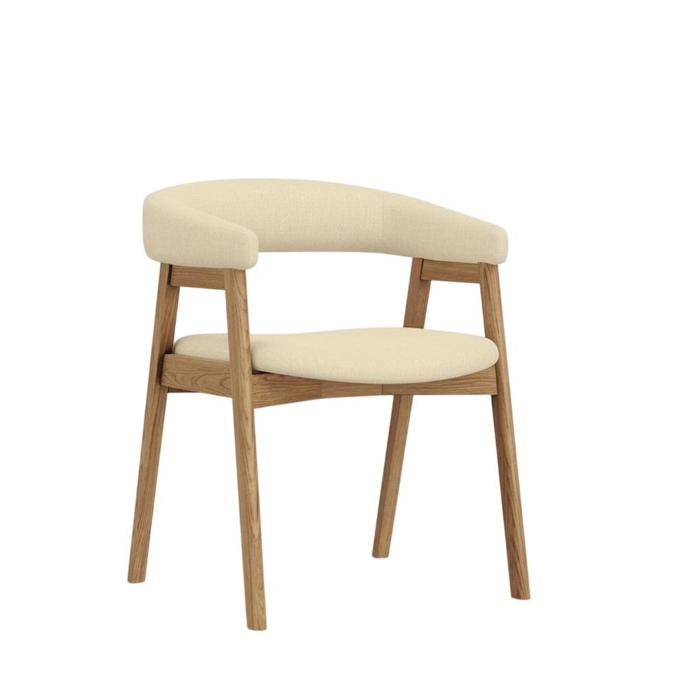 Solid Rubberwood Modern Dining Chairs, Natural, Set of 2