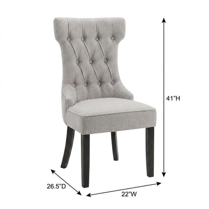 Solid Wood Linen-Upholstered Dining Chairs for Kitchen and Dining Room, Set of 2