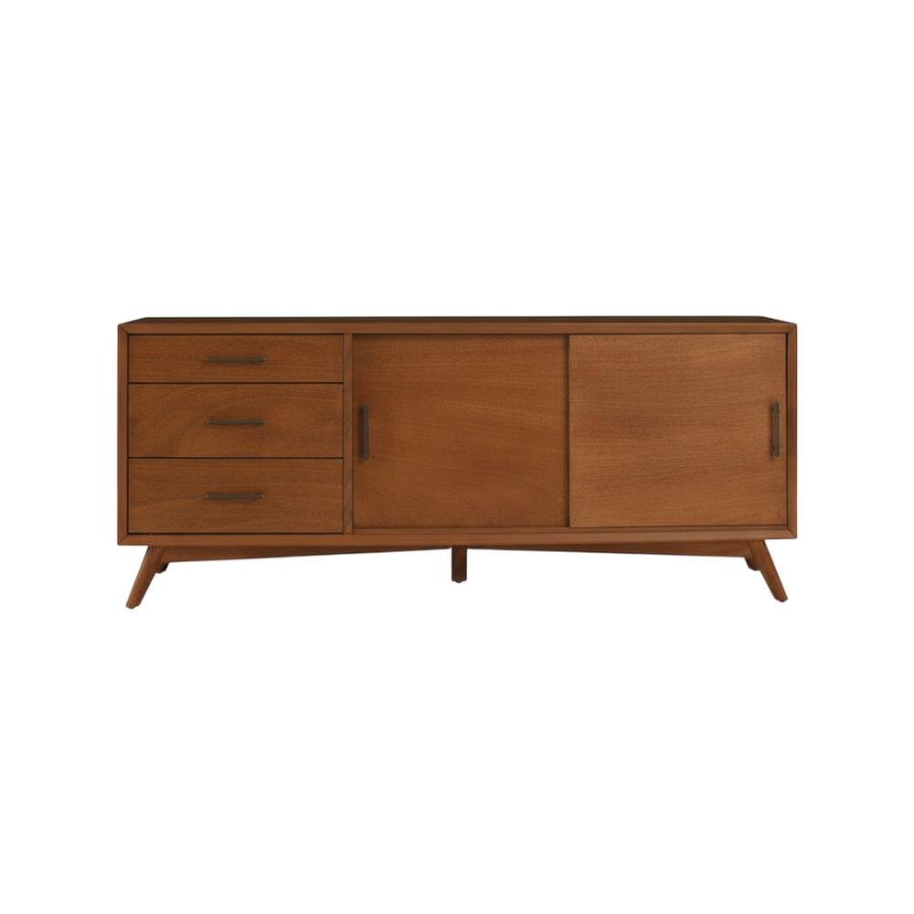 Wooden TV Console in Brown with Mid Century Modern Design