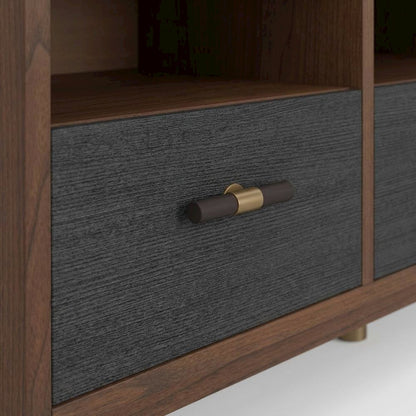 Black Mahogany Solids & Veneer TV Console with 3 Drawers and Modern Design