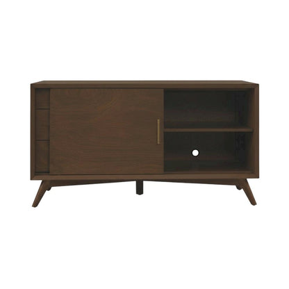 Walnut Small TV Console, Mid Century Modern Design, Solid Wood Construction