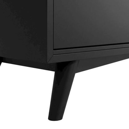 Black Mahogany-Like TV Console with Mid Century Modern Design