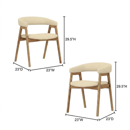 Solid Rubberwood Modern Dining Chairs, Natural, Set of 2
