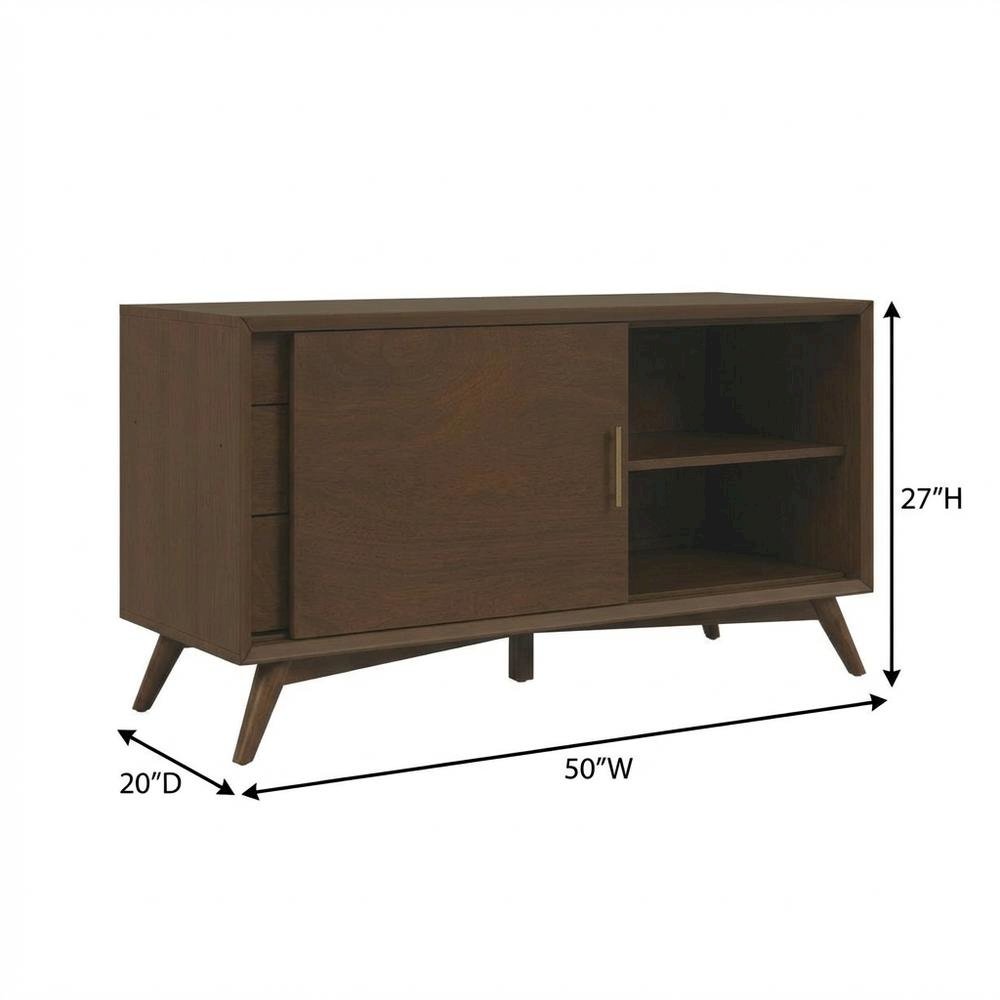 Walnut Small TV Console, Mid Century Modern Design, Solid Wood Construction