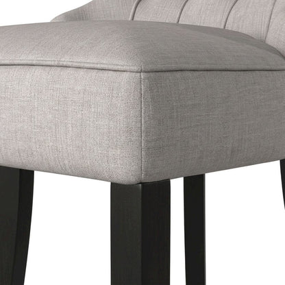 Solid Wood Linen-Upholstered Dining Chairs for Kitchen and Dining Room, Set of 2