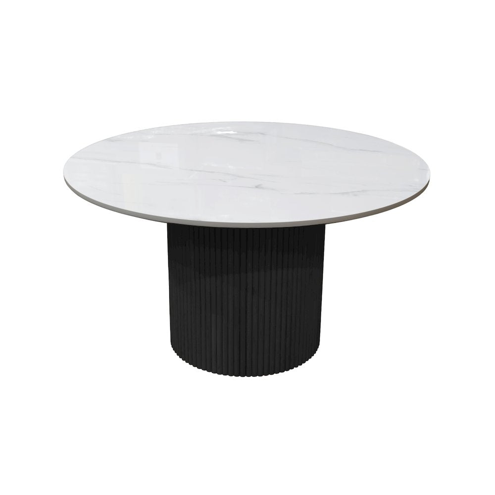 Reba Quartz Top Round Dining Table, Black