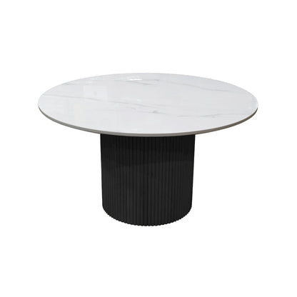Reba Quartz Top Round Dining Table, Black