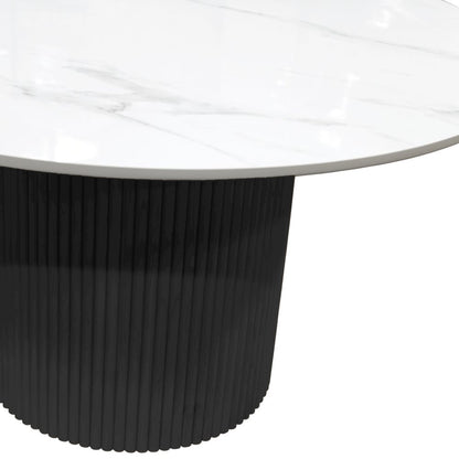 Reba Quartz Top Round Dining Table, Black