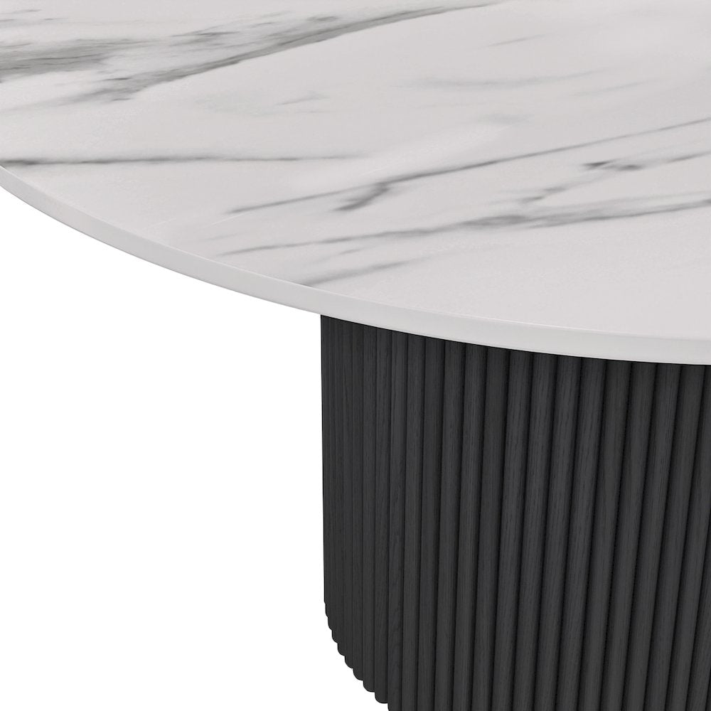 Reba Quartz Top Round Dining Table, Black