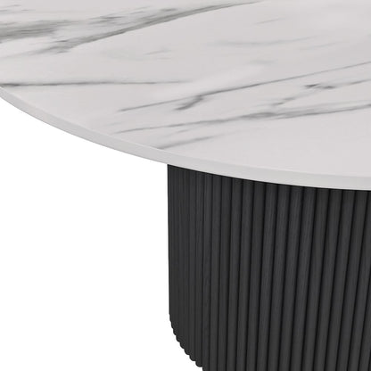 Reba Quartz Top Round Dining Table, Black