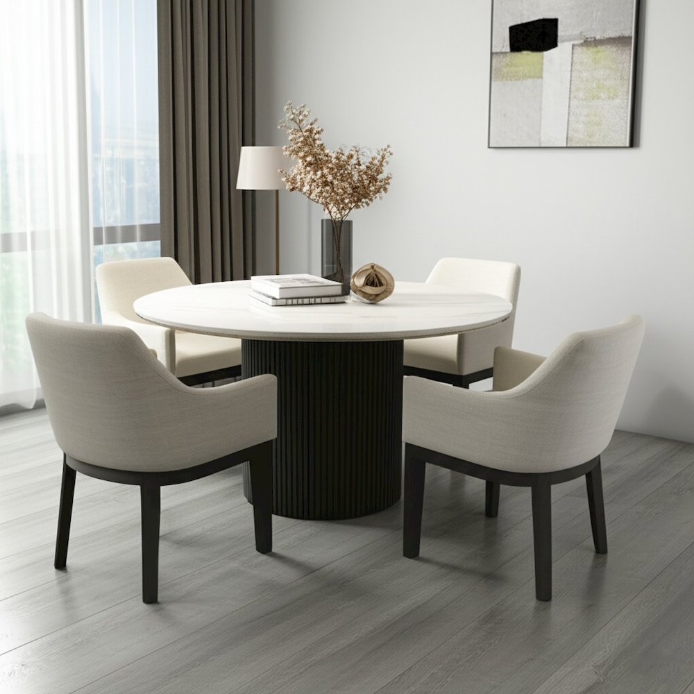 Reba Quartz Top Round Dining Table, Black