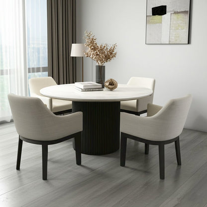 Reba Quartz Top Round Dining Table, Black