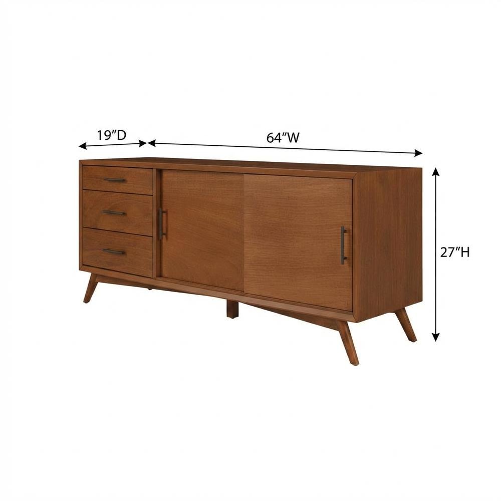 Wooden TV Console in Brown with Mid Century Modern Design